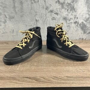 Vans SK8 Hi High Top Sneakers Black Canvas Gum Sole Men 8 Women 9.5 Casual